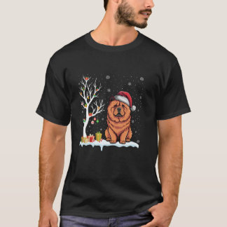 T-shirt Chow Chow Chien Santa Hat Festive Tree Light Chris