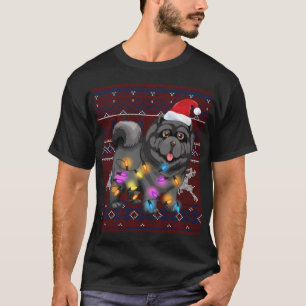 T-shirt Chow Chow Chow mignon lumières Noël Doux moche Cho