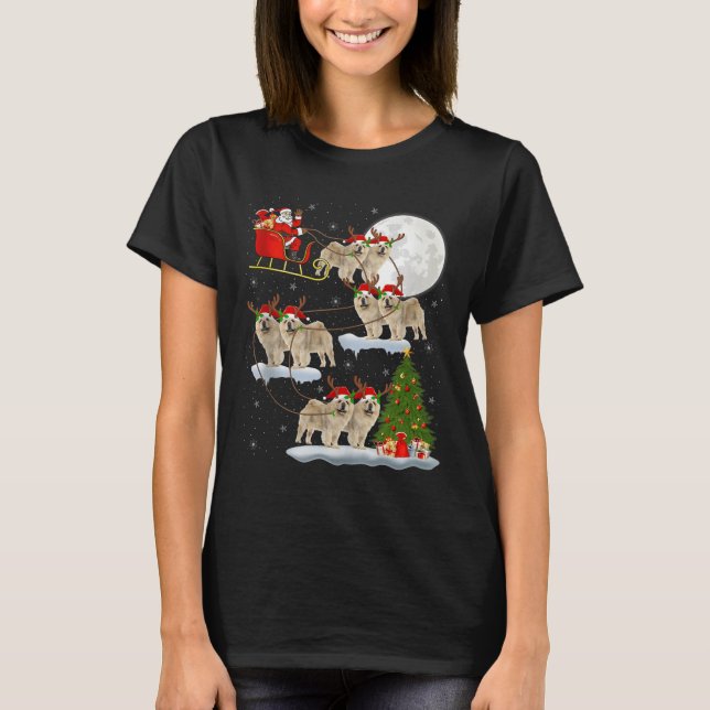 T-shirt Chow Chow Dog Santa Sleigh Flying Funny Magical Ch (Devant)