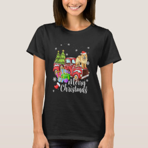 T-shirt Chow Chow équitation Camion Rouge Noël Joyeux Noël