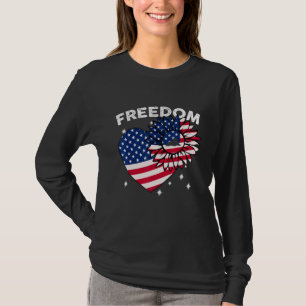 T-shirt Chow Chow Sunflower Heart American Flag Freedom