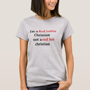 T-shirt chrétien à lettres rouges pas chapeau rouge