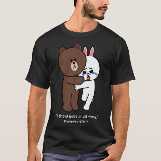 T-shirt Chrétien Brown Ours Lapin Cony Rabbit Un Ami Lo