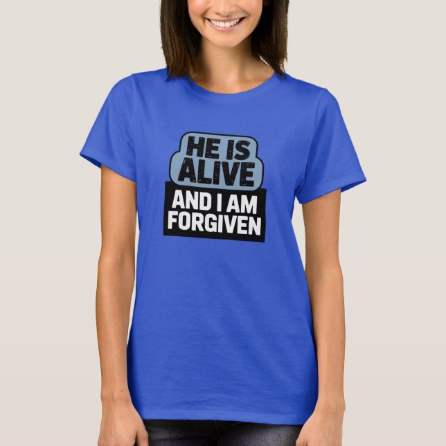 T-shirt chrétien féminin. IL EST VIVANT (Devant)
