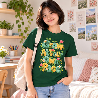 T-Shirt Chrétien Floral Crochet 'Grandir dans la G
