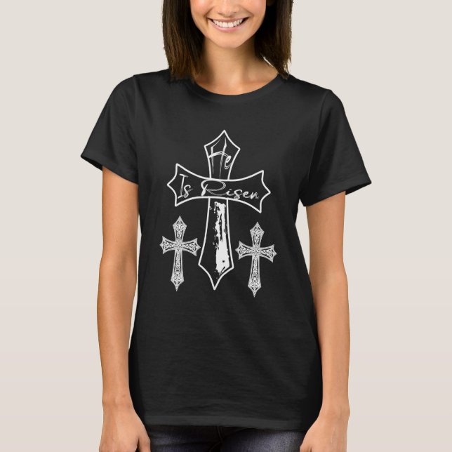 T-shirt Chrétiens Célébrent Il Est Ressuscité Signer Risen (Devant)