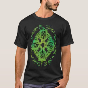 T-shirt Christ avant moi St Patrick Citation avec Croix Ir