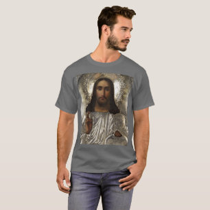 T-shirt Christ Pantocrator Silver Oklad Riza Icône russe
