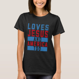 T-shirt Christian 4 juillet Vêtements Aimer Jésus et Ameri