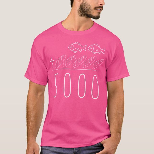 T-shirt Christian Bible 5 Pains 2 Poissons 5000 Choisi Aga (Devant)