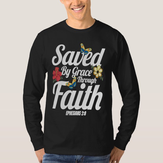 T-shirt Christian Bible Verse Ephesians 28 Flower Butterfl (Devant)
