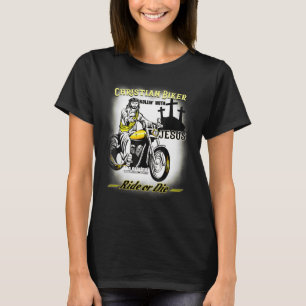 T-shirt Christian Biker I Ride Jesus Racing Motorcycle Rid