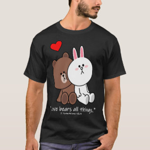 T-shirt Christian Brown Ours Lapin Lapin Lapin Amour Ours 