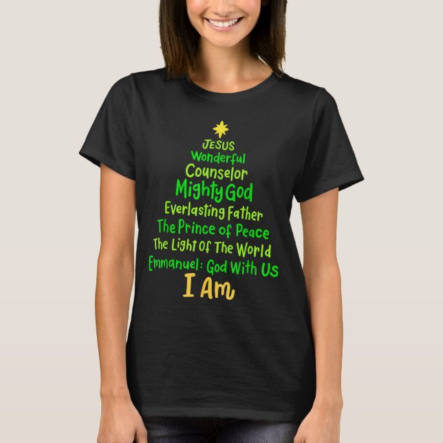 T-shirt Christian Christmas Jesus Bible Names Xmas Tree Sh (Devant)