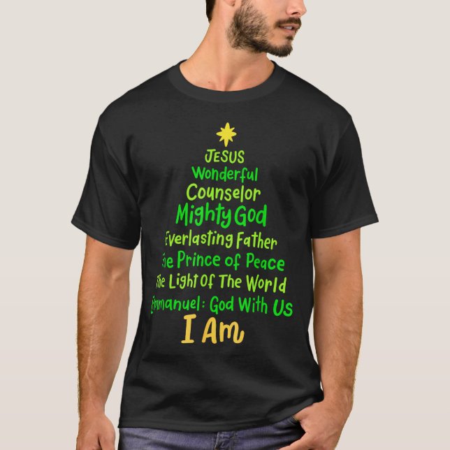 T-shirt Christian Christmas Jesus Bible Names Xmas Tree Sh (Devant)