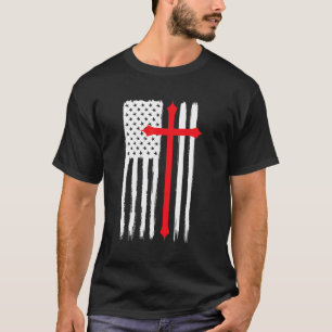 T-shirt Christian Cross États-Unis Drapeau américain Relig