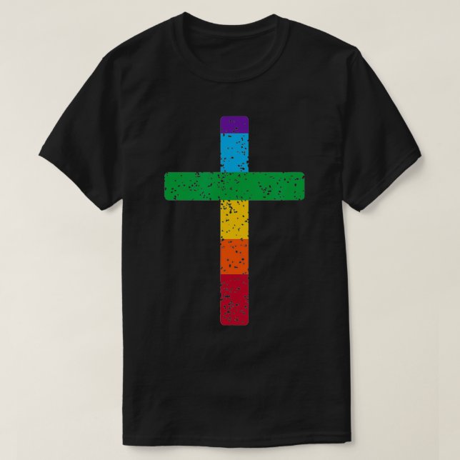 T-shirt Christian Cross Symbol LGBT Gay Pride Men Women Ka (Design devant)