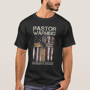 T-shirt Christian Cross USA American Flag Pasteur Avertiss