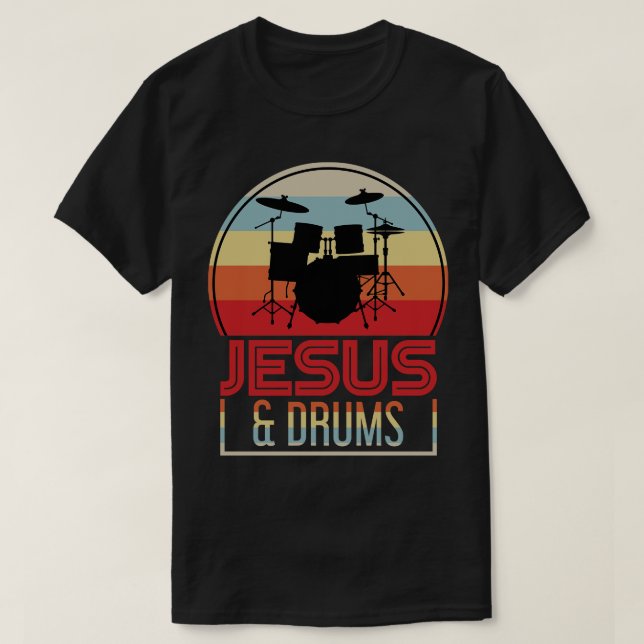 T-shirt Christian Drummer Cadeaux Musique Jésus Christ (Design devant)