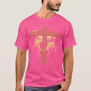 T-shirt Christian Drummer Drum Sticks Cross Religion Band