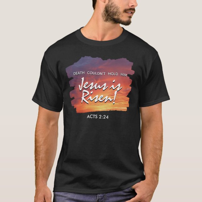 T-shirt Christian Easter JESUS IS RISEN Sunset  (Devant)