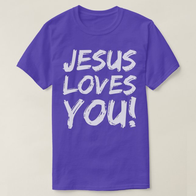 T-shirt Christian Evangelism Gift for Men Jesus Loves You  (Design devant)