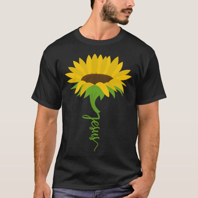 T-shirt Christian Faith Jesus Flower Yellow Sunflower Evan (Devant)