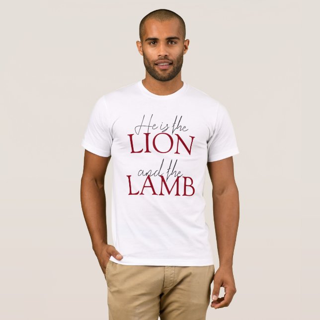 T-shirt Christian He est Lion et Agneau Blanc (Devant entier)
