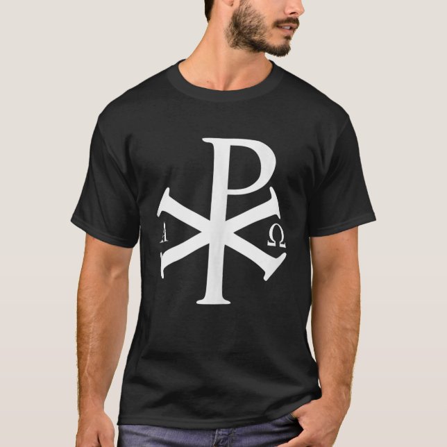 T-shirt Christian History Alpha Omega Chi Rho byzantine Ch (Devant)