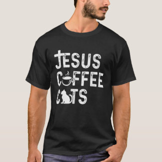 T-shirt Christian Jesus Coffee Cats Religed Cat Caffeine
