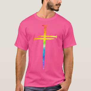 T-shirt Christian Jesus Nail Cross Rainbow Bible Religieux