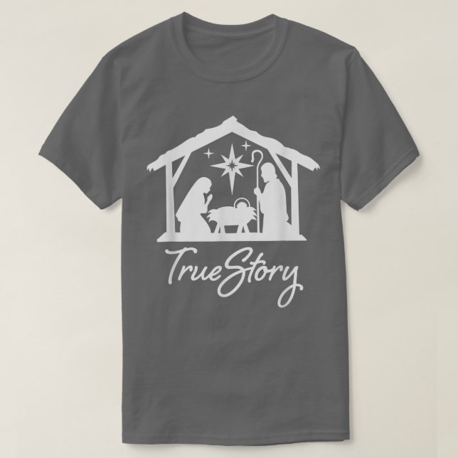 T-shirt Christian Jesus Vrai Histoire Nativité Joyeux Noël (Design devant)