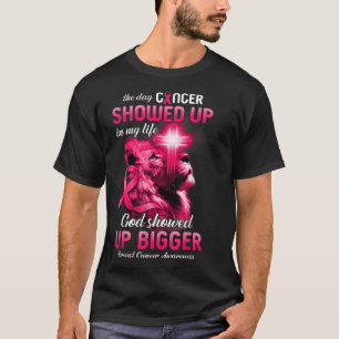 T-shirt Christian Lion Cross rose Ruban Cancer du sein Awa