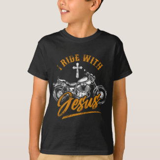 T-shirt Christian Motorcycle Biker Je Ride Avec Jesus Fait