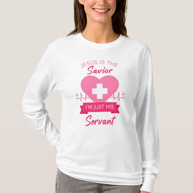 T-shirt Christian Nurse Femmes Jésus Sauveur Evangile Grap (Devant)