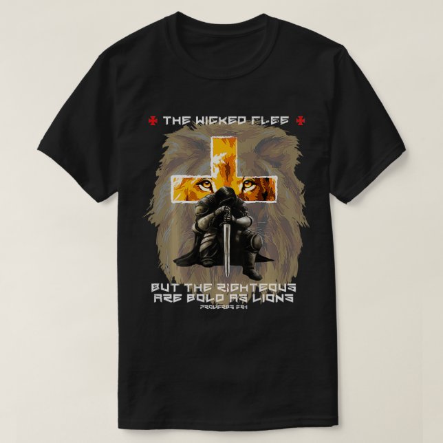 T-shirt Christian Sayings Bold As A Lion Verse Back Print (Design devant)