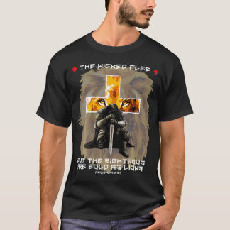 T-shirt Christian Sayings Bold As A Lion Verse Back Print