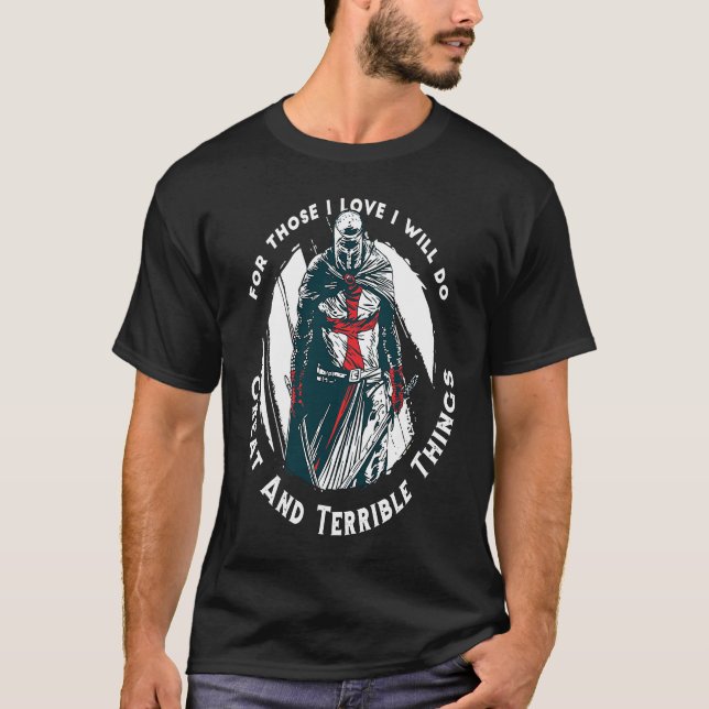 T-shirt Christian Templar Knights Rosary Crusader Warrior (Devant)