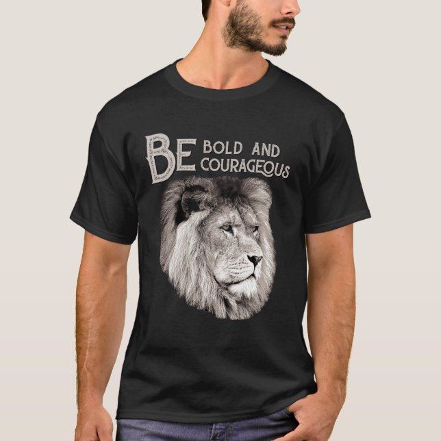 T-shirt Christian Top Lion Be Bold Courageous Scripture Bi (Devant)