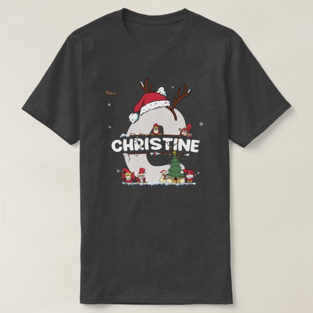 T-shirt Christine Christmas w Christine Nom pour drôle Xm (Design devant)