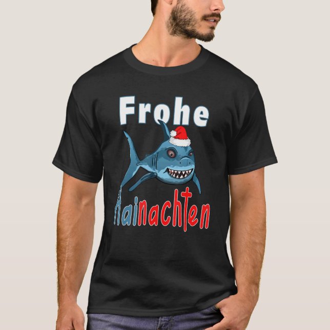T-shirt Christmas 2022 Merry Hainachten Santa Shark (Devant)