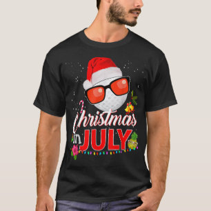 T-shirt Christmas à July Golf Glasses Santa Hat Su