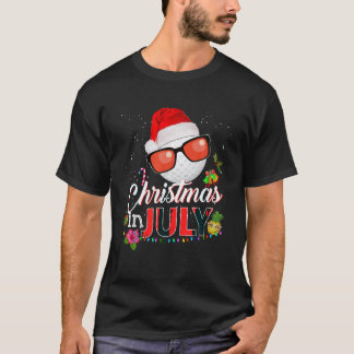T-shirt Christmas à July Golf Glasses Santa Hat Su