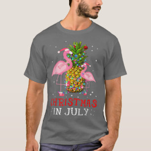 T-shirt Christmas à JulyFunny Flamingo Pineapple Summer