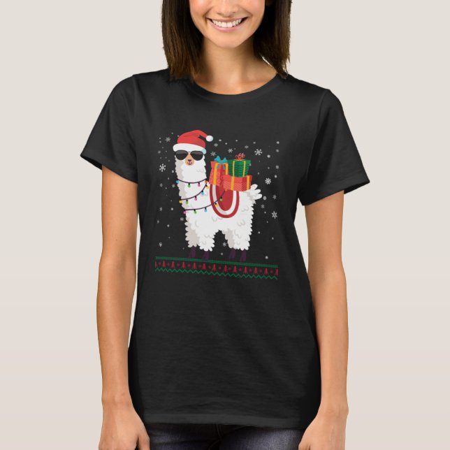 T-shirt Christmas Alpaca   Llama Ugly Christmas (Devant)