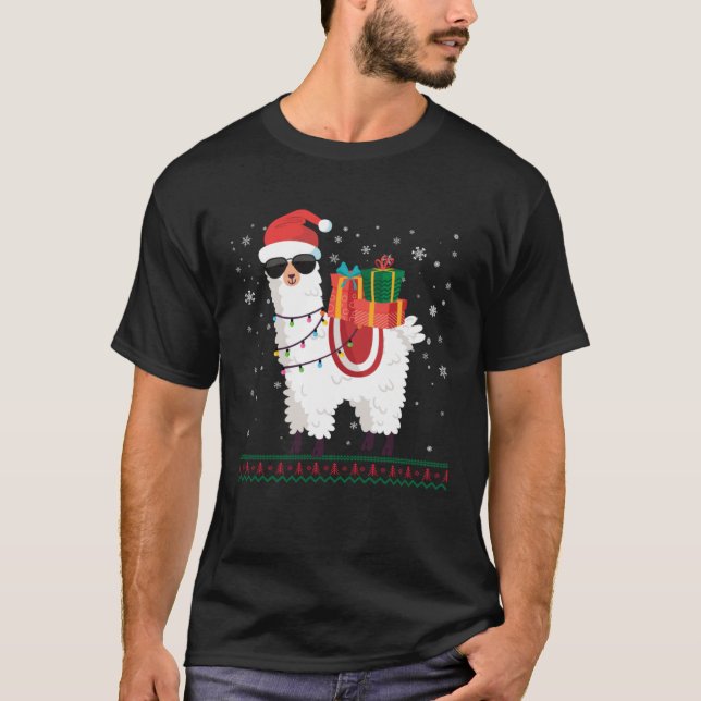 T-shirt Christmas Alpaca   Llama Ugly Christmas (Devant)