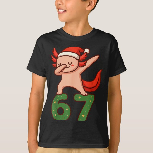 T-shirt Christmas Axolotl Dabbing 67 Meme Six Seven Funny  (Devant)