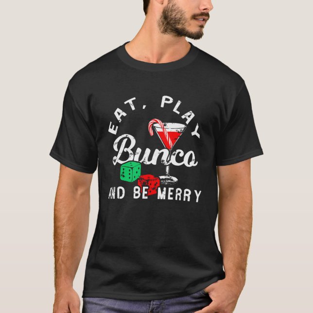 T-shirt Christmas Bunco Drinking Candy Cane Cocktail (Devant)