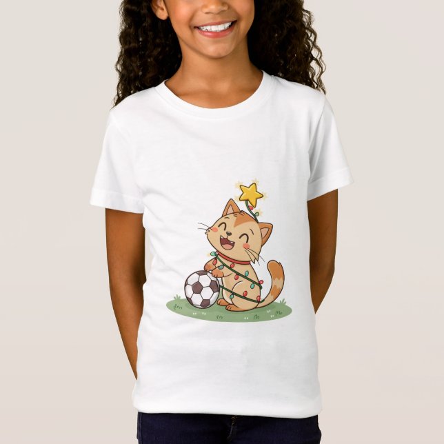 T-Shirt Christmas Cat with Soccer Ball (Devant)