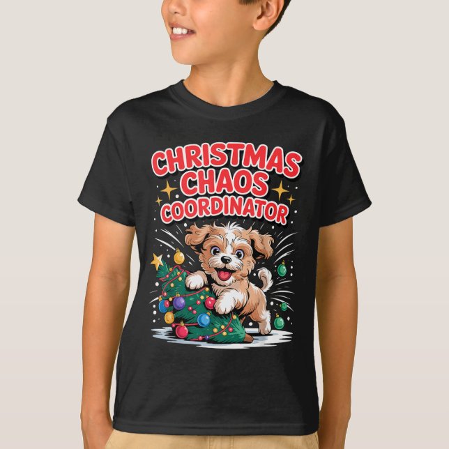 T-shirt Christmas Chaos Coordinator Xmas Puppy Funny Shi-o (Devant)